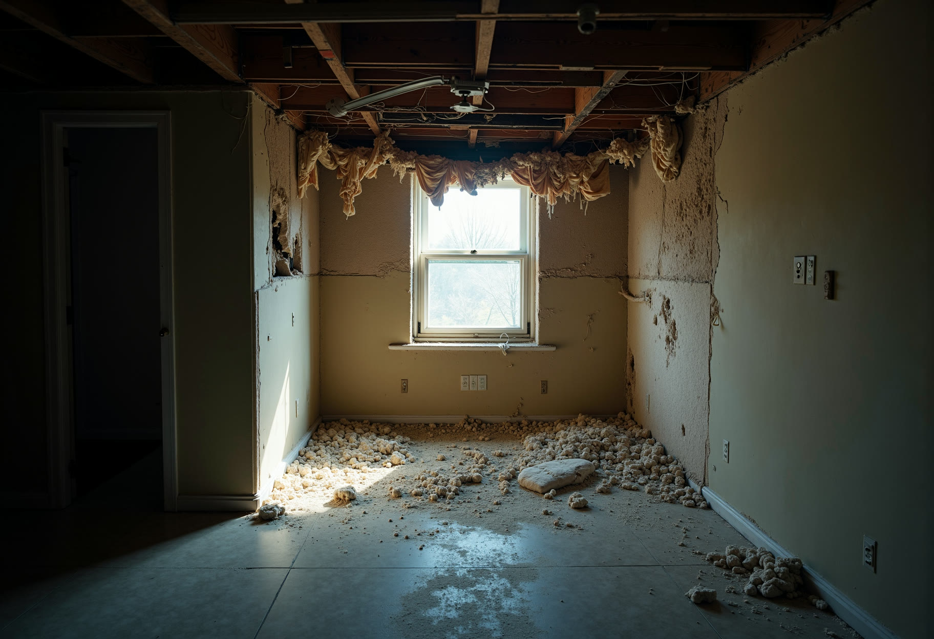 Ceiling collapse under a second-floor bath