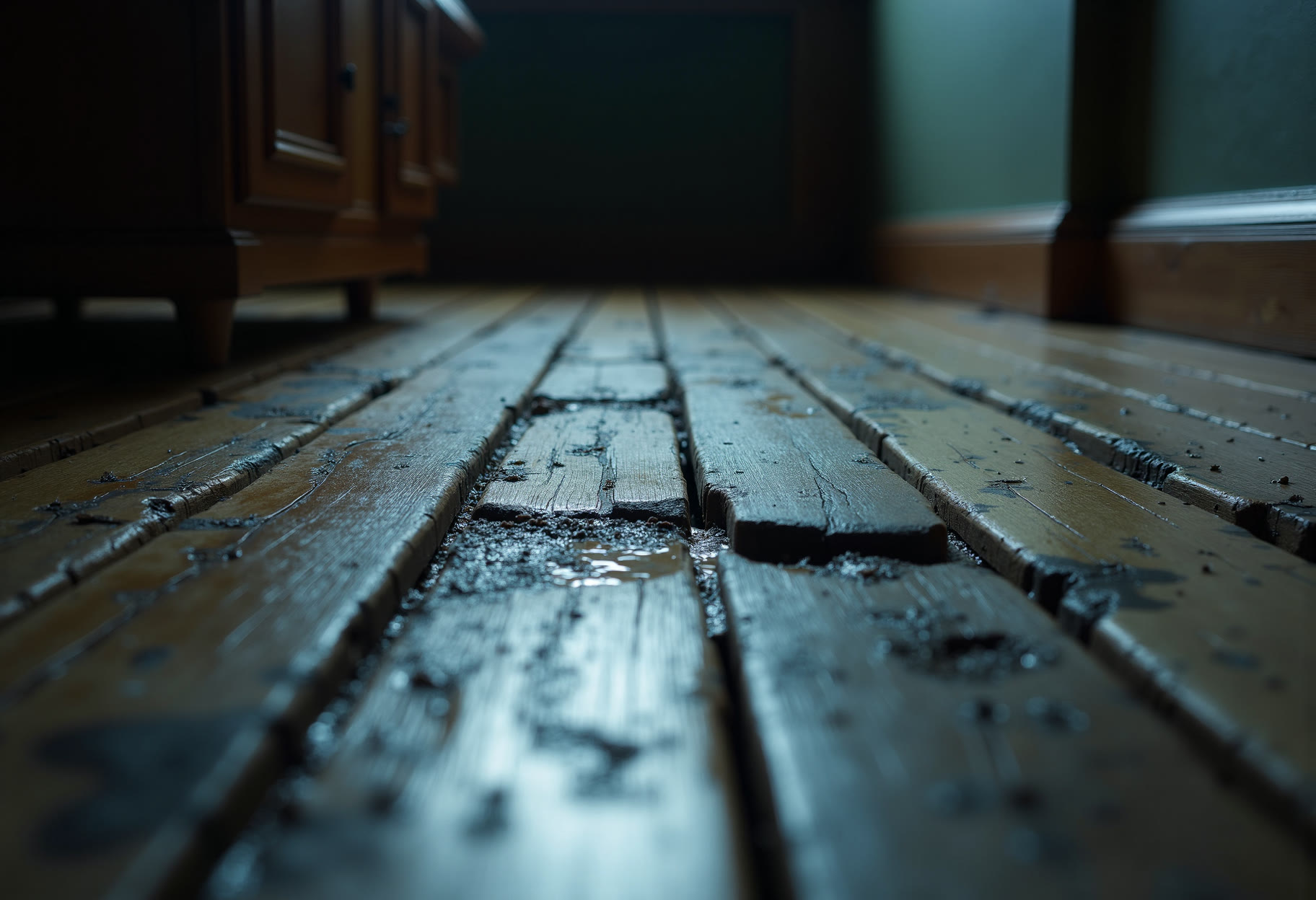 Cupped hardwood, pre-demo reading